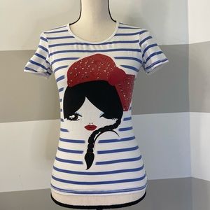 ZARA Vintage fitted stretch scoop neck T-shirt size M